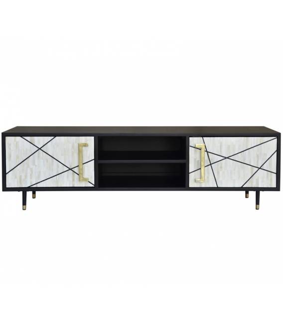 TV spintelė HUESO 140x40 auksinė/juoda