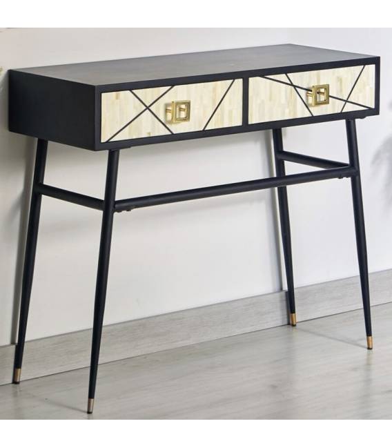 Konsolė HUESO 90x35 auksinė/juoda