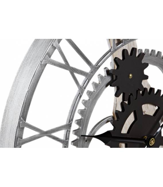 Laikrodis GEARS Ø60 sidabrinis/juodas