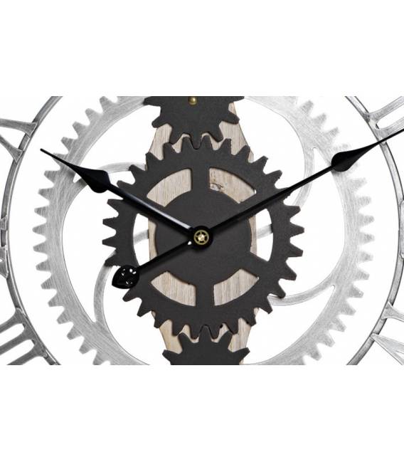 Laikrodis GEARS Ø60 sidabrinis/juodas