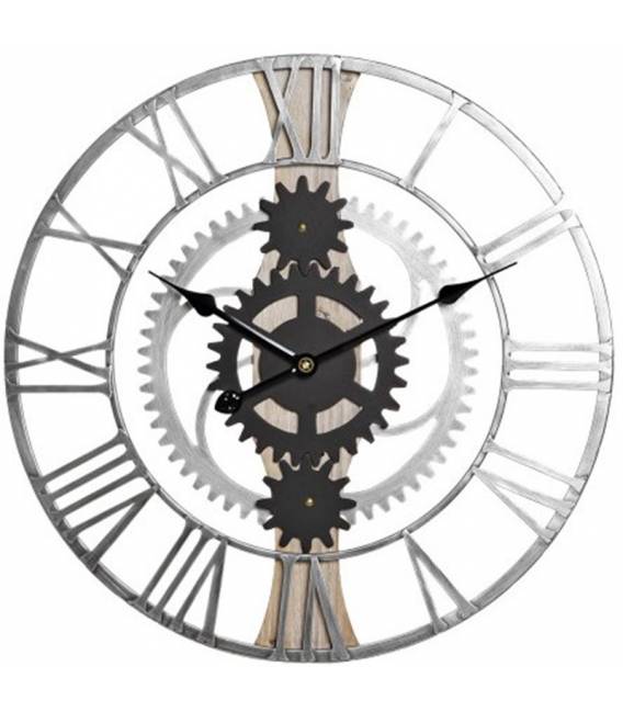 Laikrodis GEARS Ø60 sidabrinis/juodas