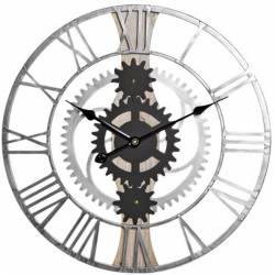 Laikrodis GEARS Ø60 sidabrinis/juodas