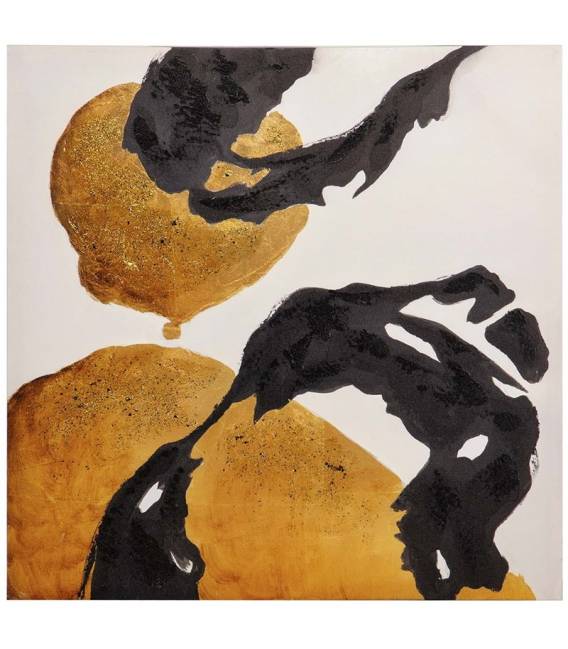 Paveikslas BLACK BLOTS 60x60 juodas/geltonas