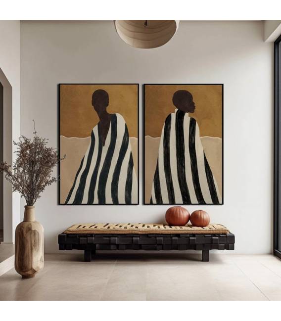 Paveikslas STRIPES-B 80x120 auksinis/juodas