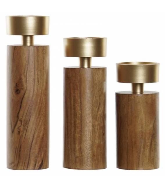 Žvakidžių rinkinys WOOD Ø8 rudas (3 vnt.)