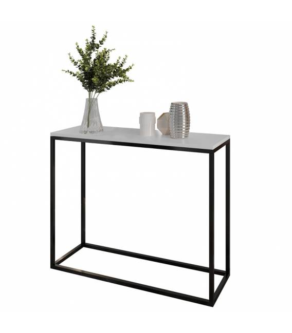 Konsolė TIRUA 100x25 balta/juodos kojelės