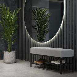 Suoliukas FABIAN 80x35 beige/juodos kojelės