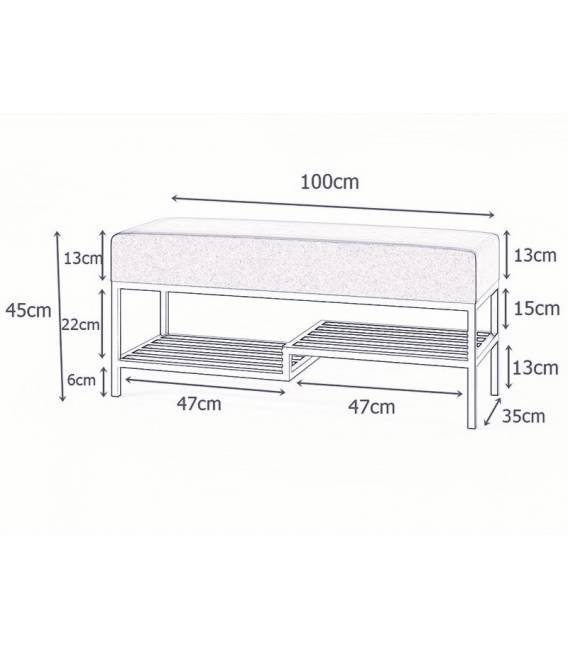 Suoliukas FABIAN 100x35 beige/juodos kojelės