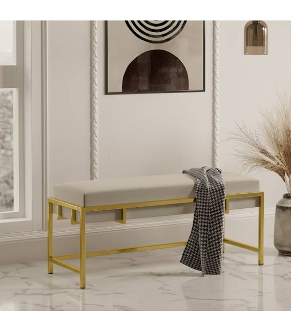 Suoliukas DUVAL 100x35 beige/auksinės kojos