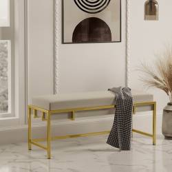 Suoliukas DUVAL 100x35 beige/auksinės kojos