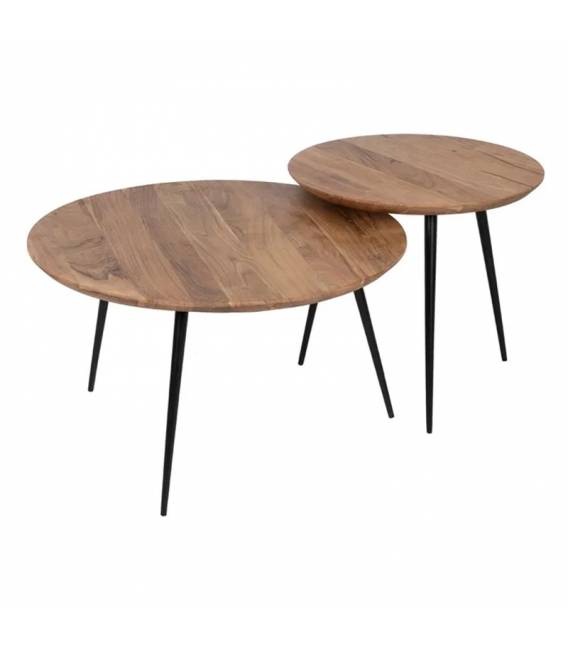 Šoninių staliukų komplektas ACACIA WOOD rudas (2 vnt.)