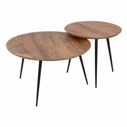 Šoninių staliukų komplektas ACACIA WOOD rudas (2 vnt.)
