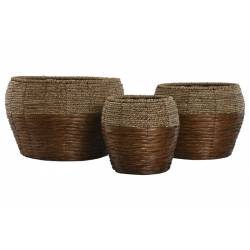 Vazonų komplektas NATURAL FIBER rudi (3 vnt.)