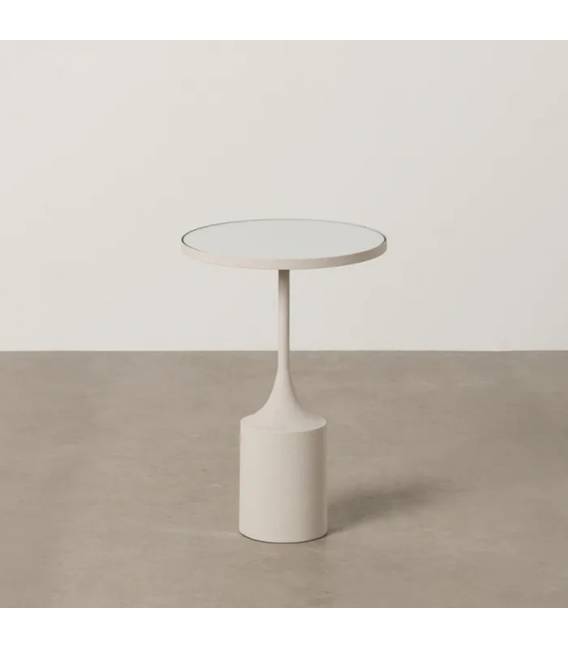 Šoninis staliukas WHITE CRISTAL Ø35 baltas