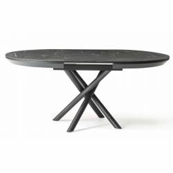 Išskleidžiamas stalas OCEAN Ø120(163) royal marble / juoda koja