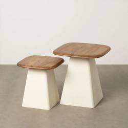 Šoninių staliukų komplektas MUSHROOM rudas (2vnt.)