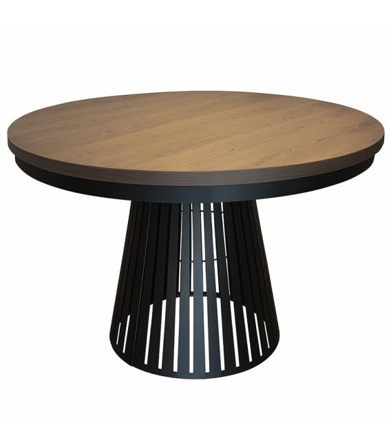 Išskleidžiamas apvalus stalas NORE su žiedu Ø120(196) tobacco