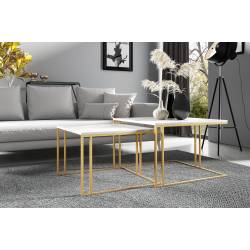 Kavos staliukų komplektas ASTO 76x66 marble bianco (2vnt.)