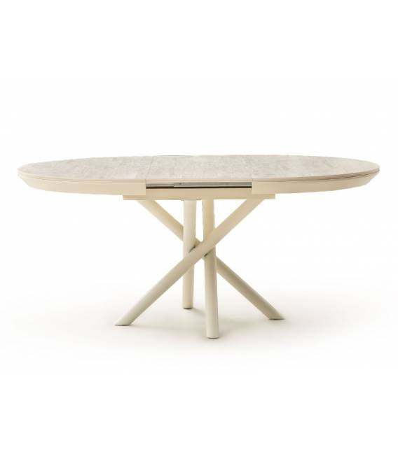 Išskleidžiamas stalas OCEAN Ø130(230) traverten/ cream