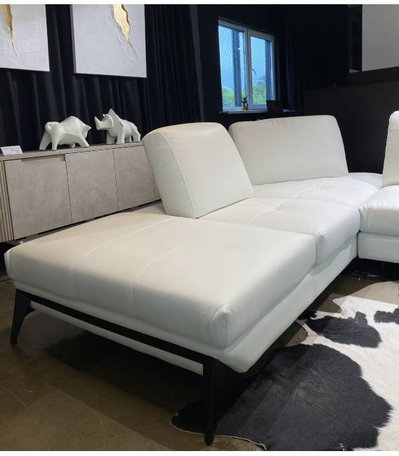 Minkštas kampas ANDREA 310x245 baltas/natūrali oda