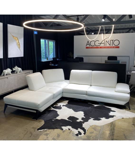 Minkštas kampas ANDREA 310x245 baltas/natūrali oda