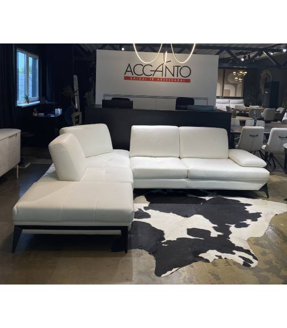 Minkštas kampas ANDREA 310x245 baltas/natūrali oda