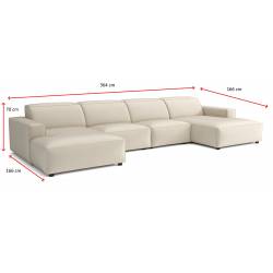 Minkštas kampas CURSAL 166x364 kreminis
