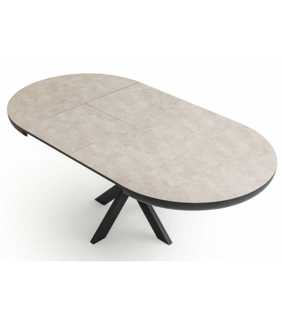 Išskleidžiamas stalas SPIDER Ø100(180)x76 light beton