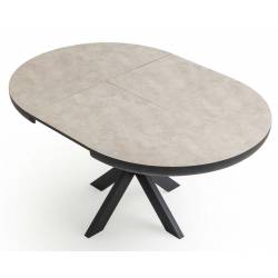 Išskleidžiamas stalas SPIDER Ø100(180)x76 light beton