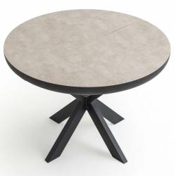 Išskleidžiamas stalas SPIDER Ø100(180)x76 light beton