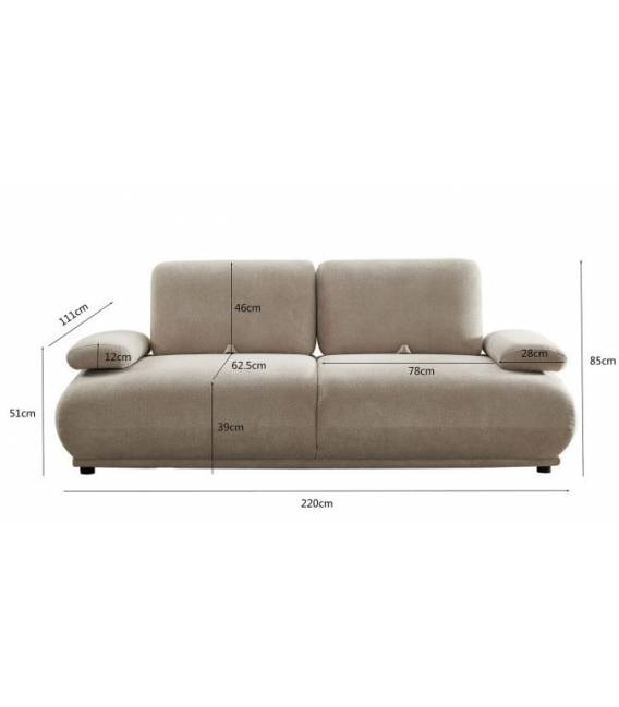 Sofa MOVE 220x111 pilkšva