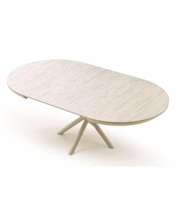 Išskleidžiamas stalas OCEAN Ø120(163) traverten matt