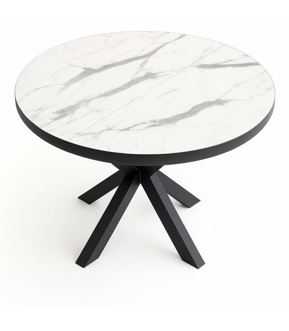 Išskleidžiamas stalas SPIDER Ø100(180)x76 marmo lack
