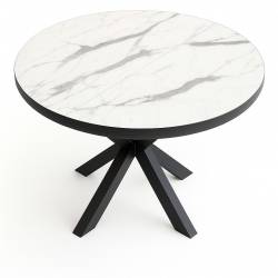 Išskleidžiamas stalas SPIDER Ø100(180)x76 marmo lack