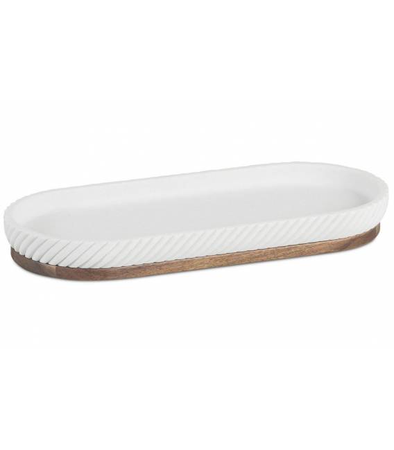Padėklas WHITE STRIPES 26x11 baltas/rudas