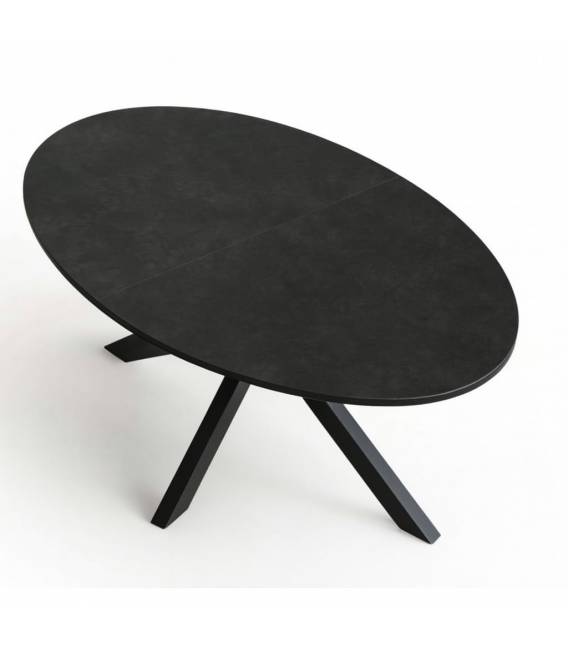 Ovalus išskleidžiamas stalas SATURN 160(240)x103 black beton
