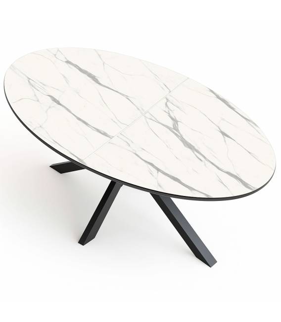 Ovalus išskleidžiamas stalas SATURN 160(240)x103 marmo lack