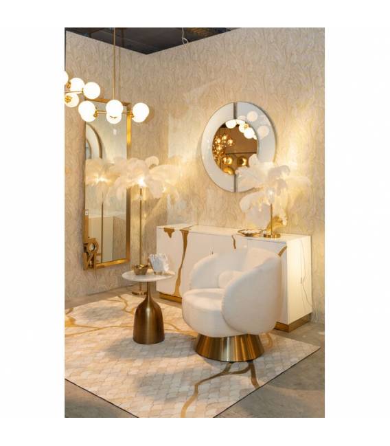 Šoninis staliukas LUXE Ø45 auksinis/baltas