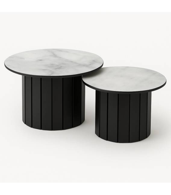 Kavos staliukai MUSHROOM M Ø80/Ø60 marmol/ black (2 vnt.)