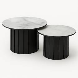 Kavos staliukai MUSHROOM M Ø80/Ø60 marmol/ black (2 vnt.)