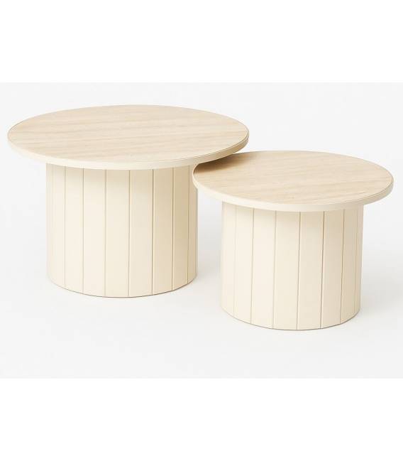 Kavos staliukai MUSHROOM S Ø70/Ø55 traverten/ cream (2 vnt.)