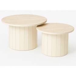 Kavos staliukai MUSHROOM S Ø70/Ø55 traverten/ cream (2 vnt.)