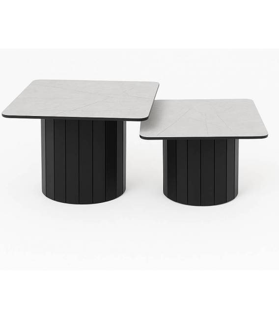 Kavos staliukų komplektas PHUKET 80x60 lagina matt/ black (2vnt.)