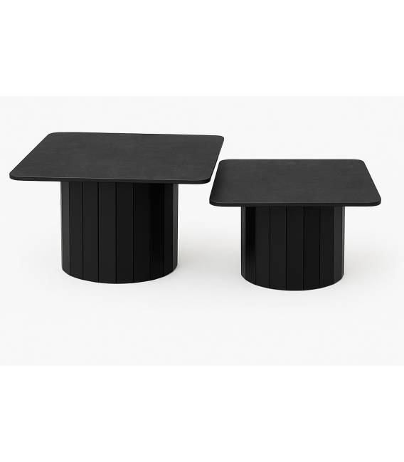 Kavos staliukų komplektas PHUKET 80x60 black beton (2vnt.)