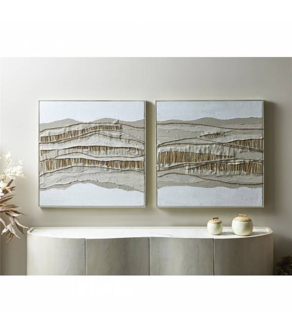 Paveikslų komplektas RAFIA 82x82 smėlio (2vnt.)