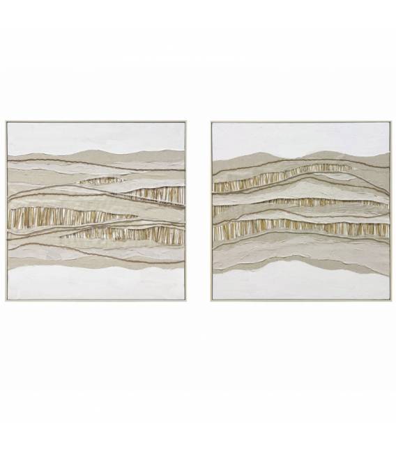 Paveikslų komplektas RAFIA 82x82 smėlio (2vnt.)