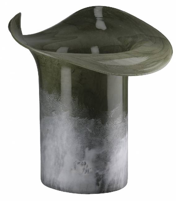 Vaza GLASS ART Ø30x27h balta/žalia