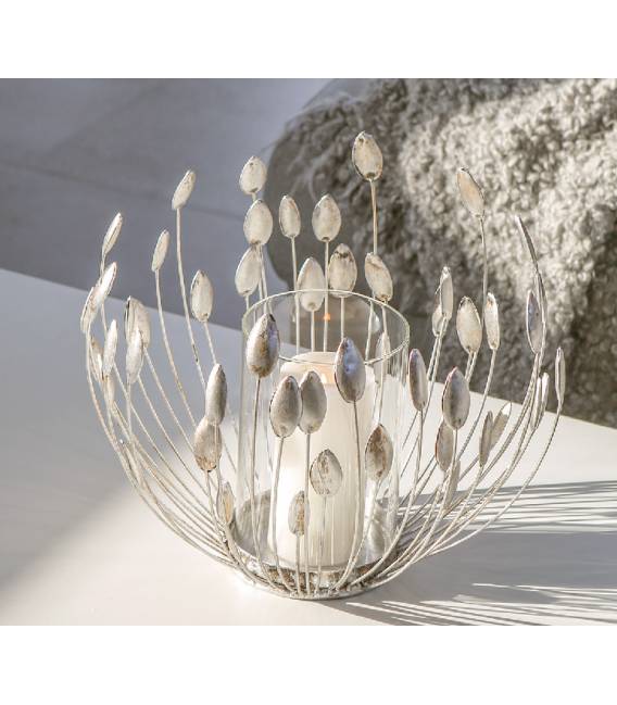 Žvakidė LEAF 30x27 sidabrinė