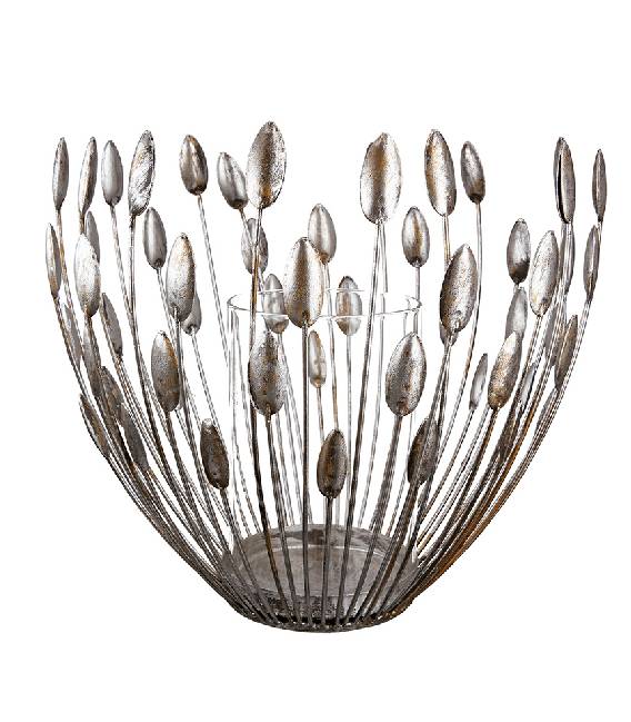 Žvakidė LEAF 30x27 sidabrinė