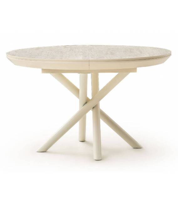 Išskleidžiamas stalas OCEAN Ø120(163) traverten/ cream